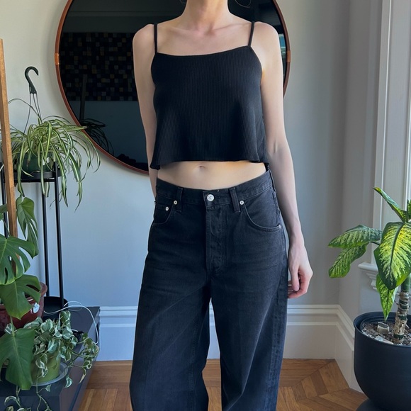 Reformation ribbed swing crop tank, size S, black - Picture 3 of 7